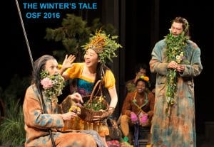 The Oregon Shakespeare Festival. 2016. The Winter's Tale by William Shakespeare. Directed by Desdemona Chiang. Scenic Design: Richard L. Hay. Costume Design: Helen Q. Huang. Lighting Designer: Yi Zhao. Composer and Sound Designer: Andre J. Pluess. Choreographer: Valerie Rachelle. Dramaturg: Gina Pisasale. Voice and Text Director: David Carey. Fight Director: U. Jonathan Toppo. Phil Killian Directing Fellow: Lavina Jadhawani. Photo: Dale Robinette